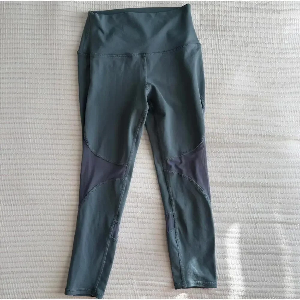 Alo Yoga Coast Mesh Leggings Women's Blue Capri Cropped Yoga Training XS or S